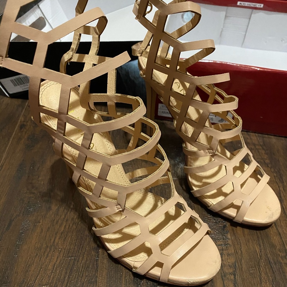 Nude straps heels